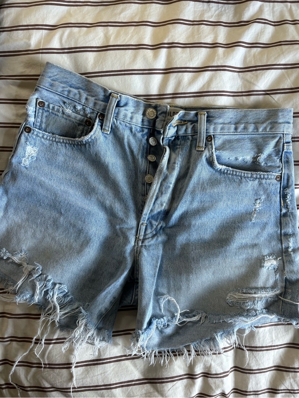 Agolde Parker Long Blue Jean Shorts Size 27